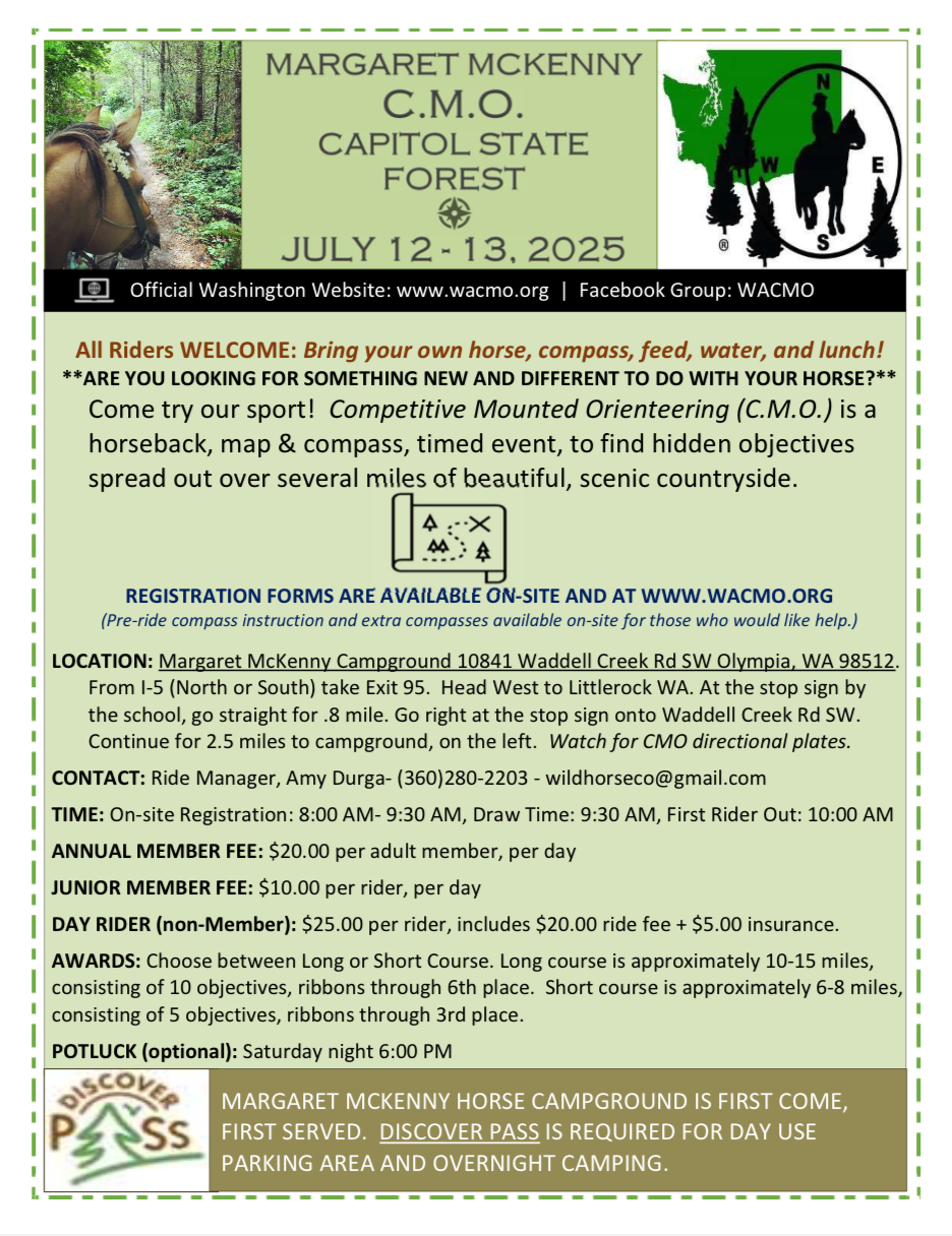 July 12-13, 2025 Margaret McKenney Campground, Olympia, WA