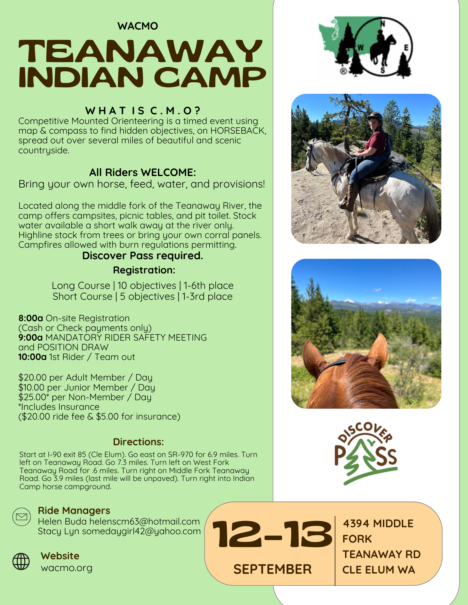 Sep 12-13, 2026 Teanaway-Indian Camp, Cle Elum, WA